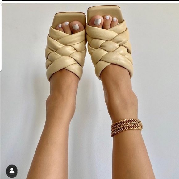 Zara Padded woven leather heeled mules - Picture 3 of 8